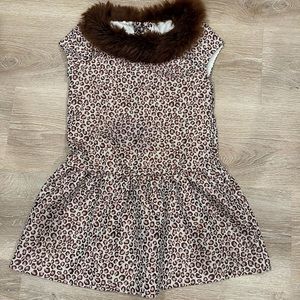Janie and Jack Fur Collar Leopard Dress